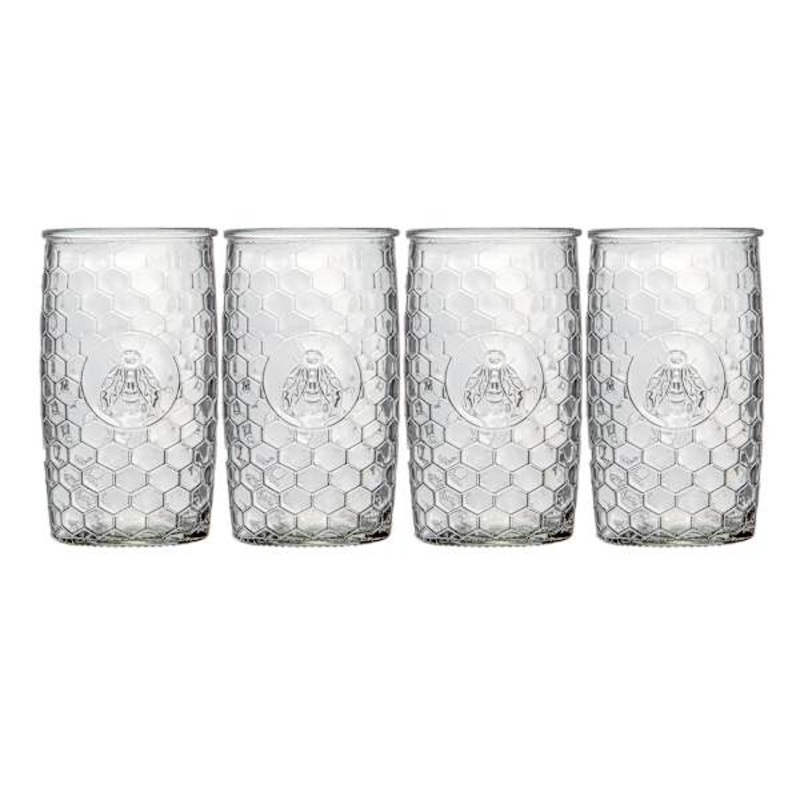 Set of 4 Honeycomb Highball Glasses