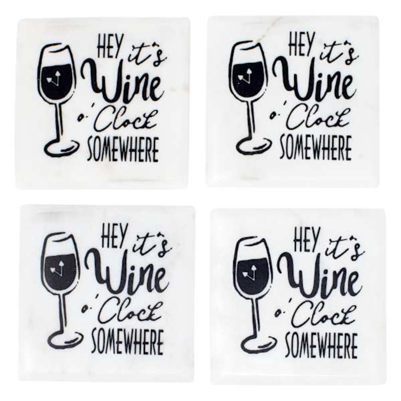 Set of 4 It’s Wine O’ Clock Round Edge Stoneware Coasters
