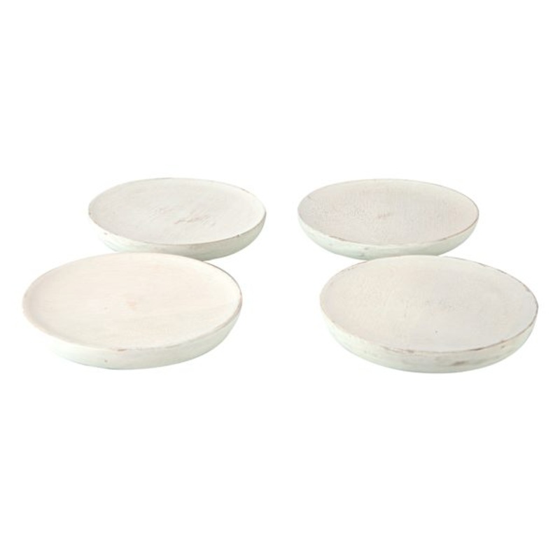 Set of 4 Round White Wooden Coasters