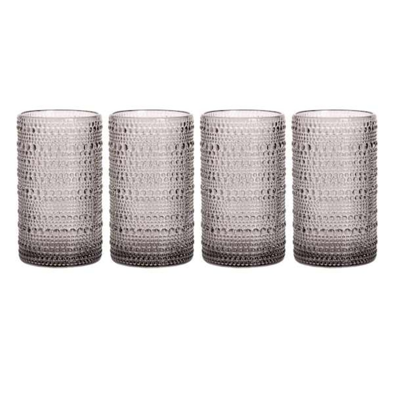 Set of 4 Spectra Smoke Grey Highball Glasses, 15oz