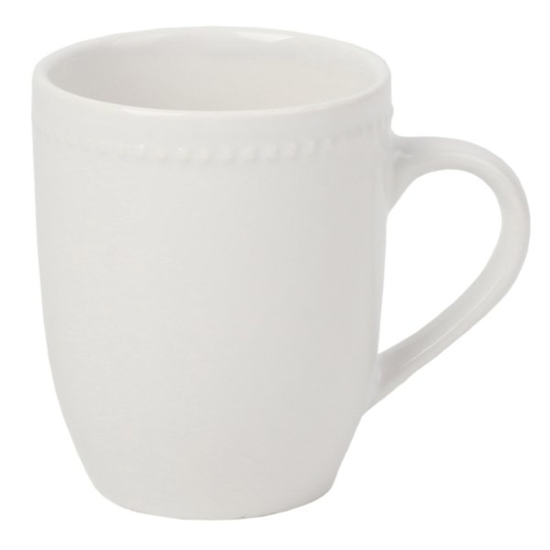 White Beaded Mug, 12oz