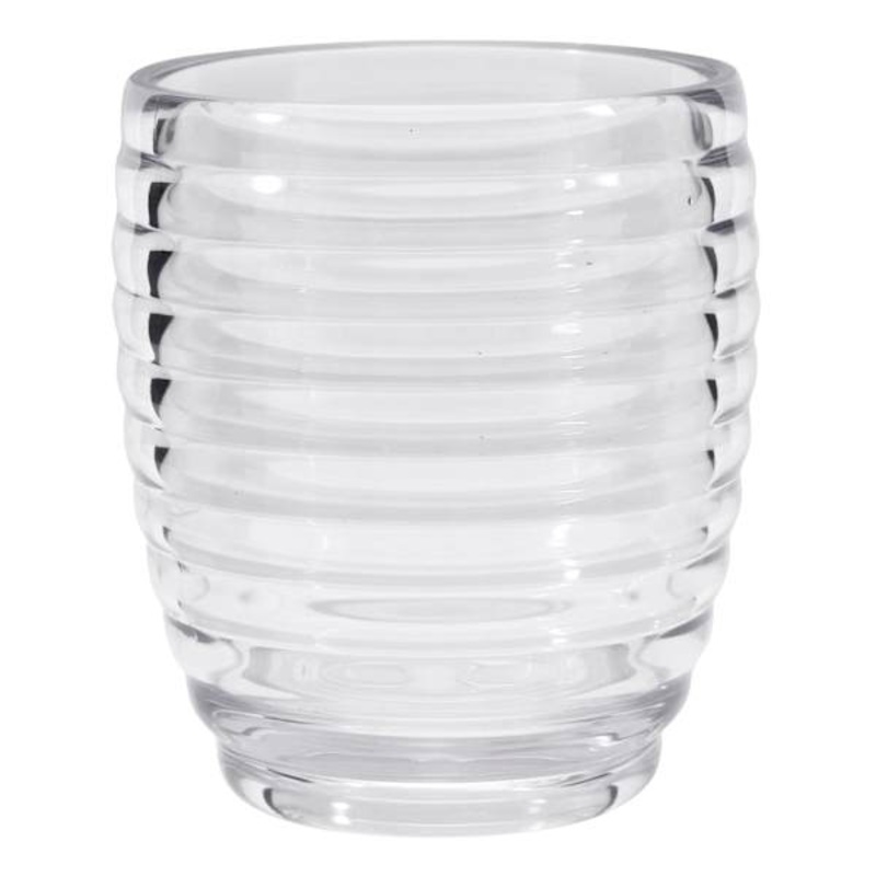 Clear Ring Textured Acrylic Double Old Fashioned Glass, 14oz