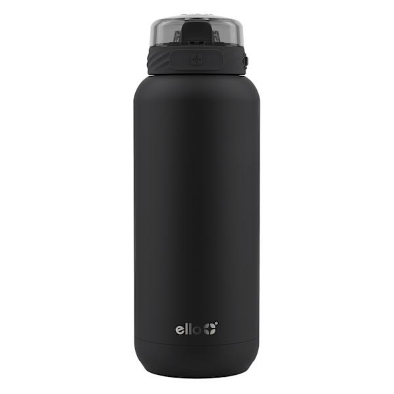 Ello Black Stainless Steel Cooper Water Bottle, 32oz