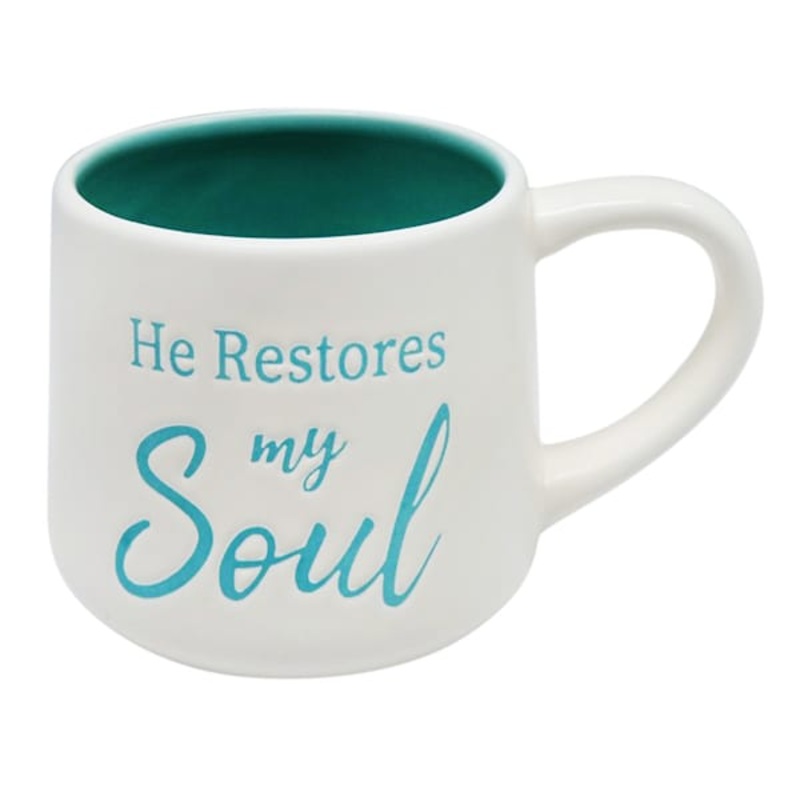 Green He Restores My Soul Mug, 18oz