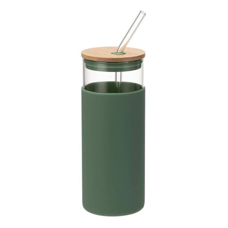 Green Silicone Sleeve Tumbler with Straw, 20oz