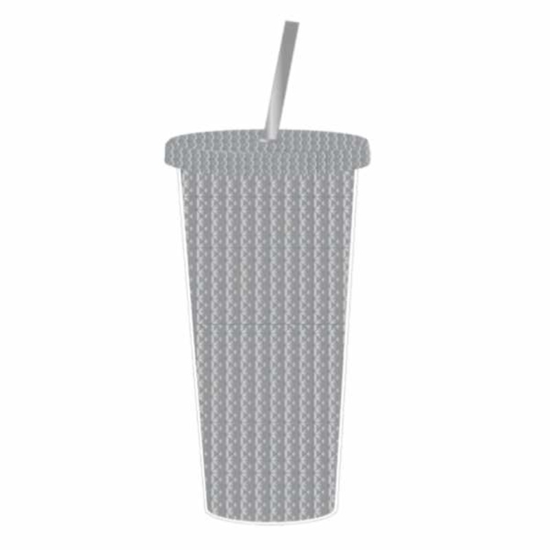 Grey Textured Tumbler with Straw, 22oz