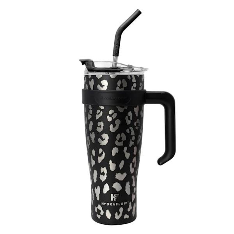 Hydraflow Capri Black Cheetah Print Insulated Steel Tumbler, 40oz