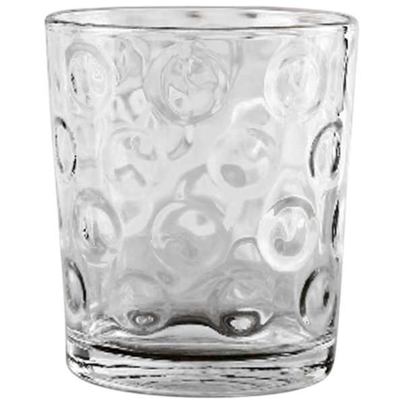 4-Piece Circle Embossed Double Old Fashioned Glass Set, 12.5oz