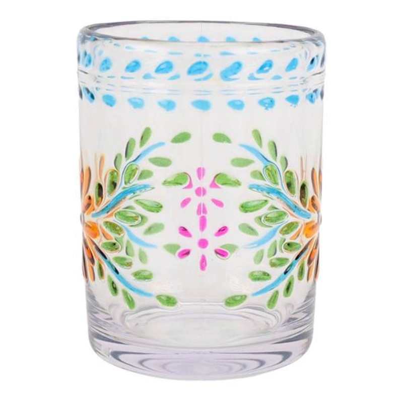 Acrylic Multicolor Embossed Clear Double Old Fashioned Glass