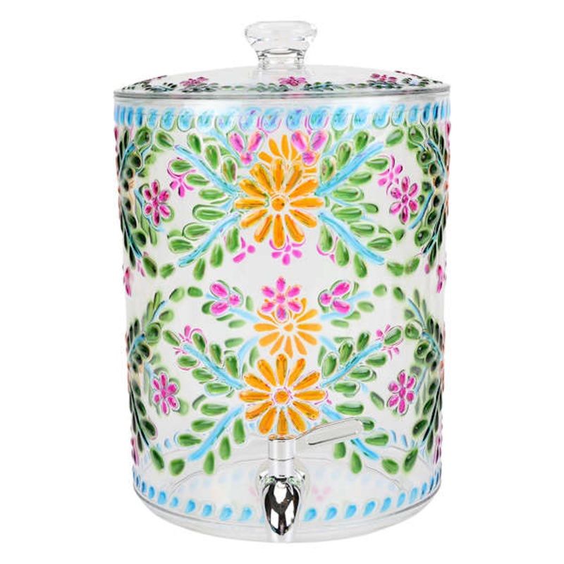 Acrylic Multicolor Embossed Clear Drink Dispenser