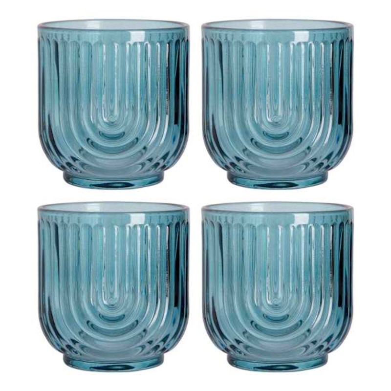 Apollo Set of 4 Blue Arch Double Old Fashioned Glasses, 11oz