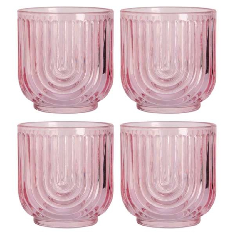 Apollo Set of 4 Blush Arch Double Old Fashioned Glasses, 11oz