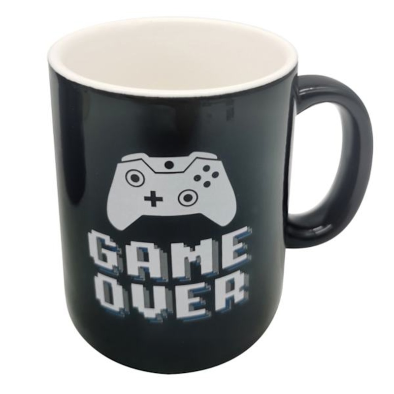 Black Game Over Mug, 13oz