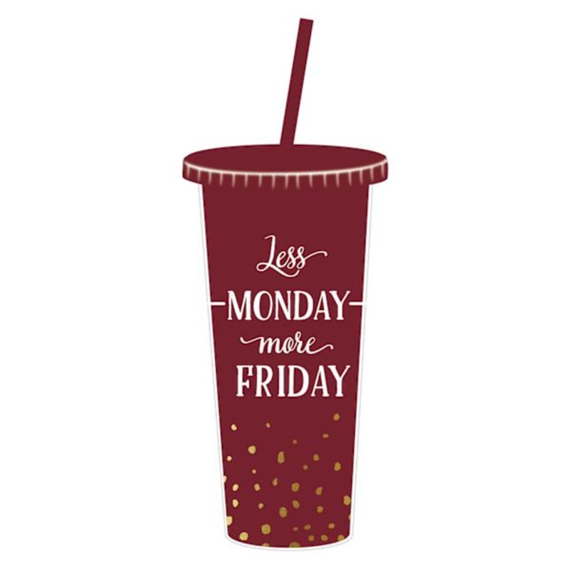 Burgundy Monday Tumbler with Straw, 22oz