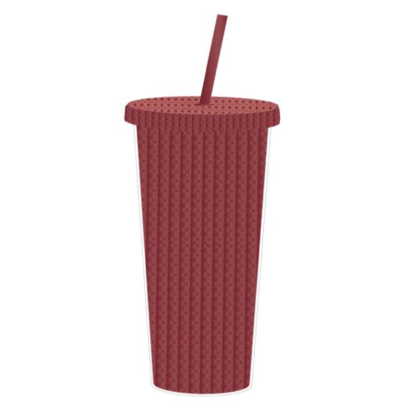 Burgundy Textured Tumbler with Straw, 22oz