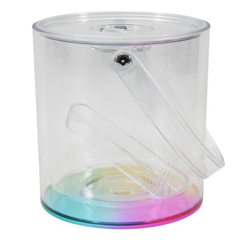 Clear Acrylic with Rainbow Finish Ice Bucket, 3qt