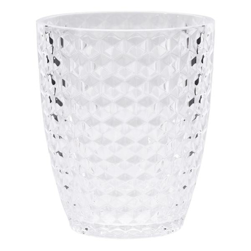 Clear Diamond Textured Acrylic Double Old Fashioned Glass, 14oz