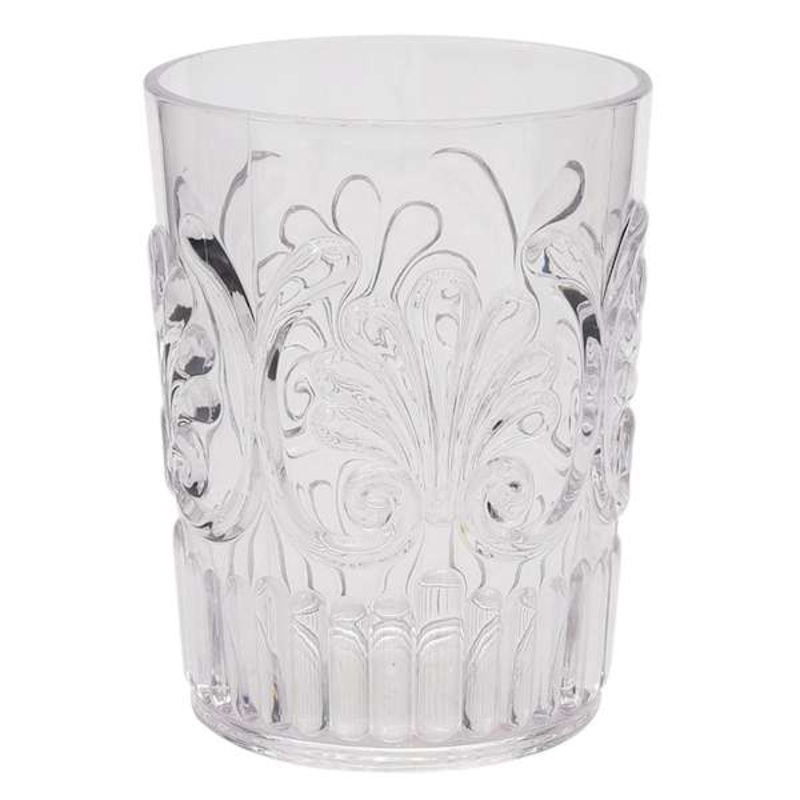 Clear Embossed Acrylic Double Old Fashioned Glass
