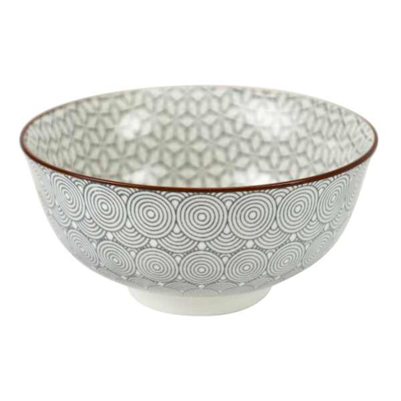 Grey Circles Porcelain Bowl, 4.5″