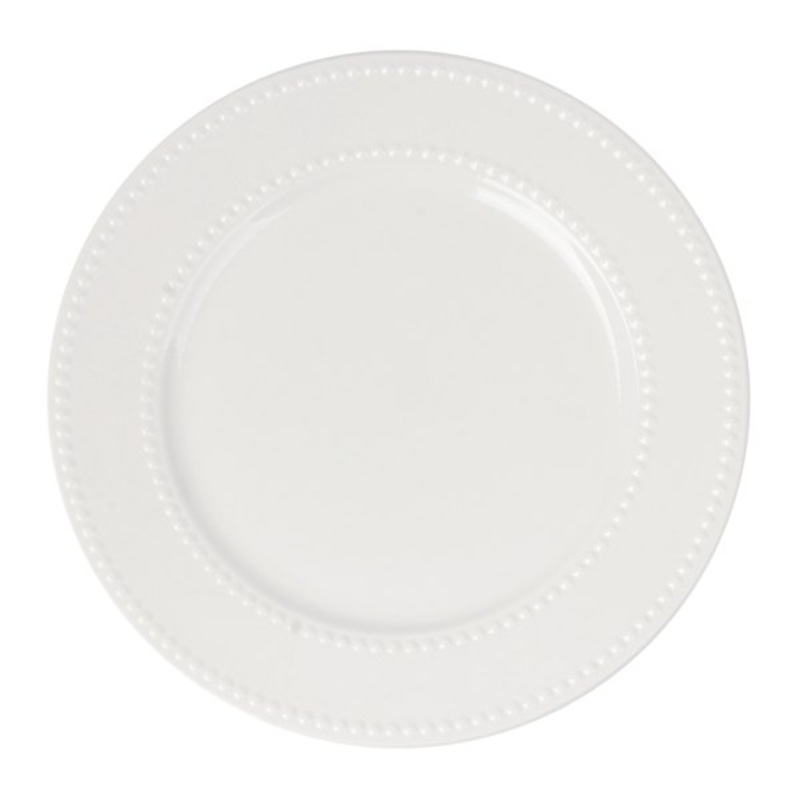Providence White Beaded Dinner Plate