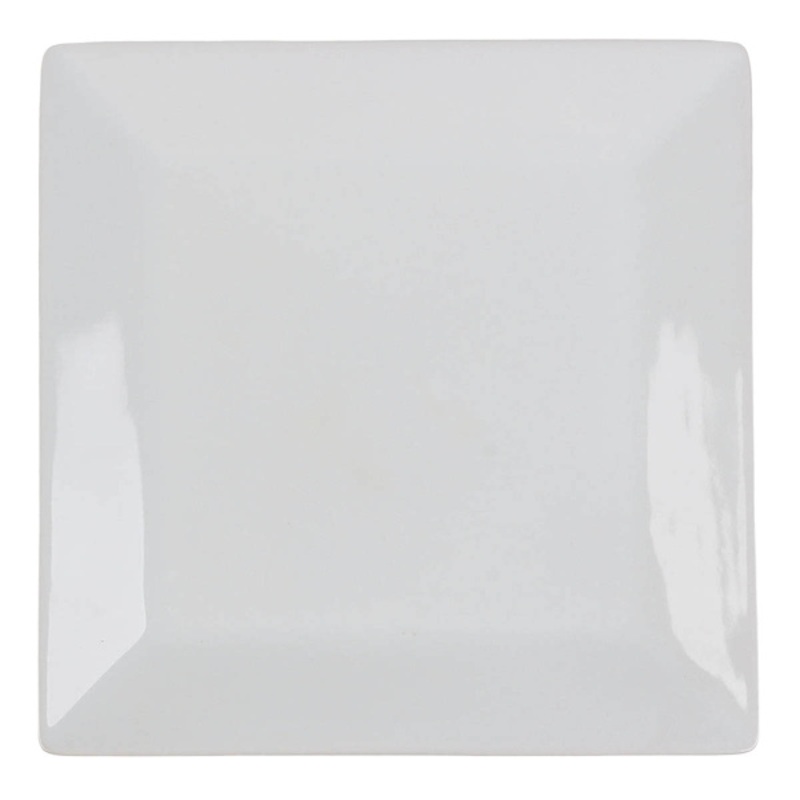 Super White Porcelain Hard Square Dinner Plate, 10″