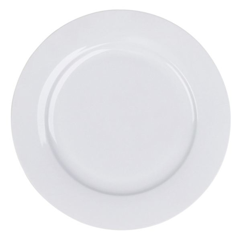 White Porcelain Rimmed Dinner Plate, 10.5″