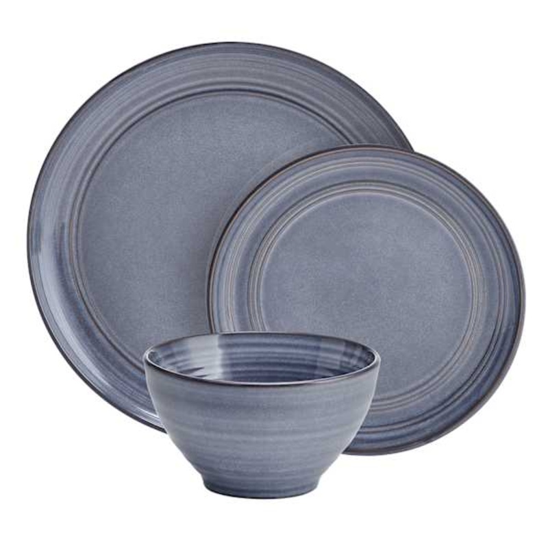 12-Piece Drea Blue Stoneware Dinnerware Set