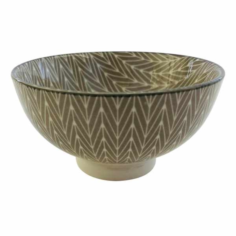 Beige Herringbone Pattern Porcelain Bowl, 4″