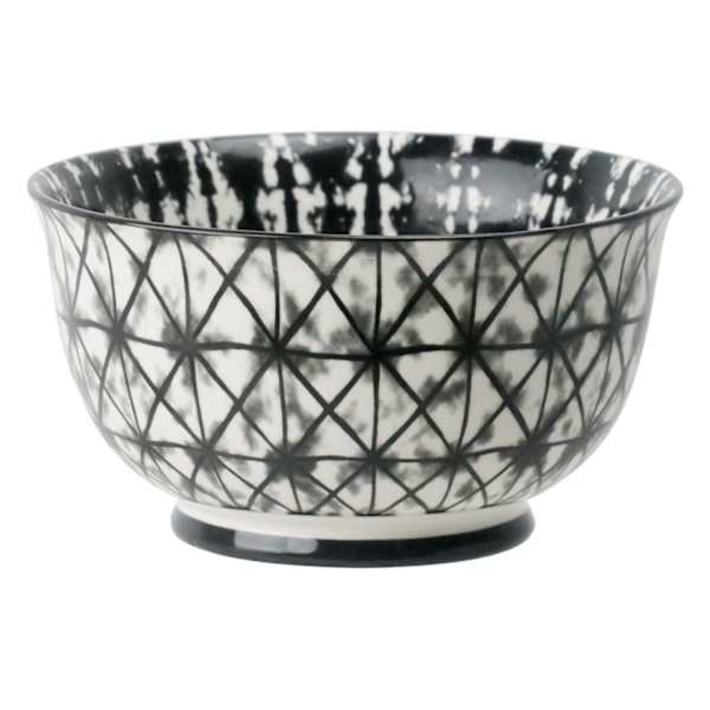 Black & White Batik Printed Stoneware Bowl, 6″