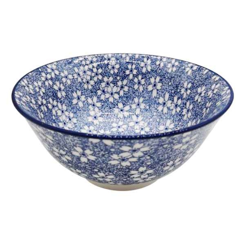 Blue & White Ditsy Floral Print Ceramic Bowl
