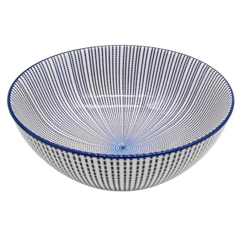 Blue & White Geo Print Ceramic Bowl