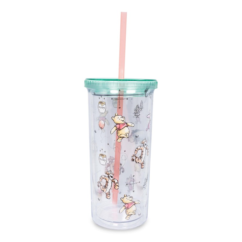 Disney Winnie the Pooh Character Toss 20-Ounce Carnival Cup With Reusable Straw and Leakproof Lid | Plastic Cold Cup For Boba Milk Tea Beverage  Home & Kitchen Essentials | Cute Gifts and Collectibles