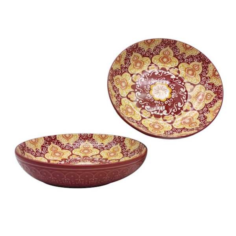 Found & Fable Burgundy Kaleidoscope Dinner Bowl, 8.2″