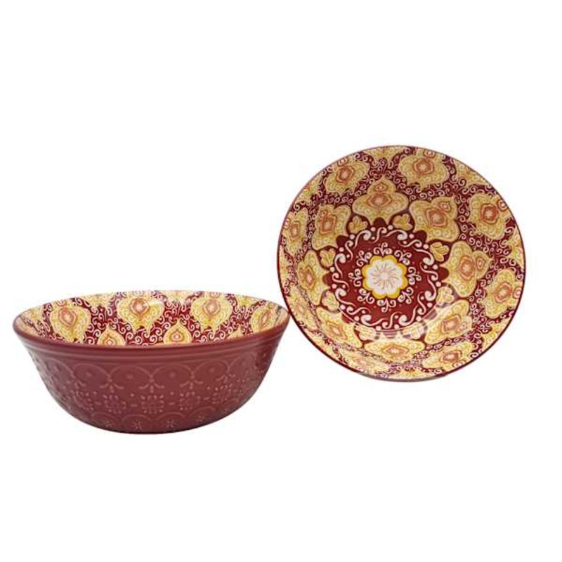 Found & Fable Burgundy & Yellow Kaleidoscope Cereal Bowl, 8″