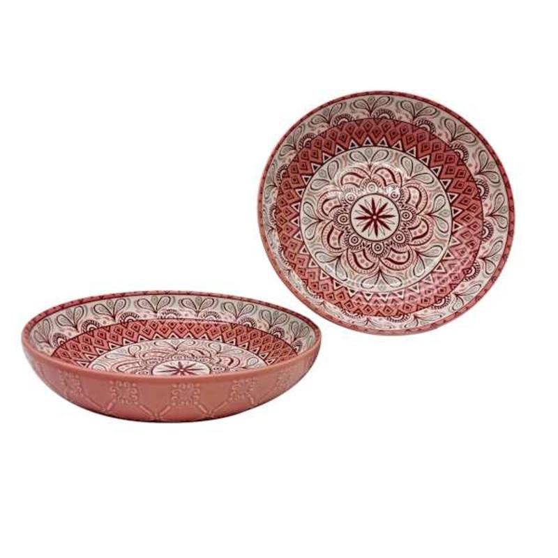 Found & Fable Coral Kaleidoscope Dinner Bowl, 8.2″