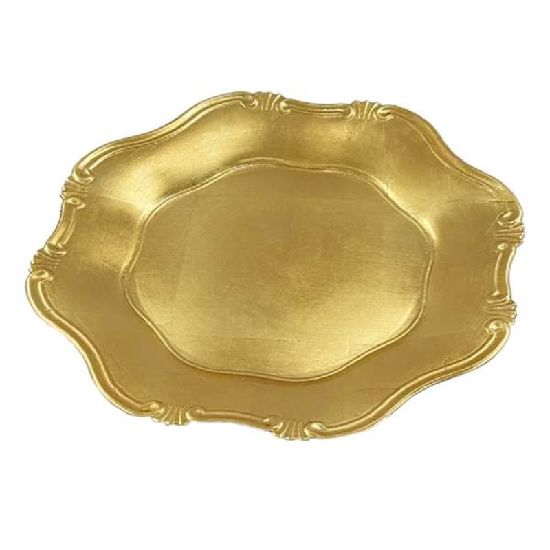 Gold Scalloped Charger Plate, 13″
