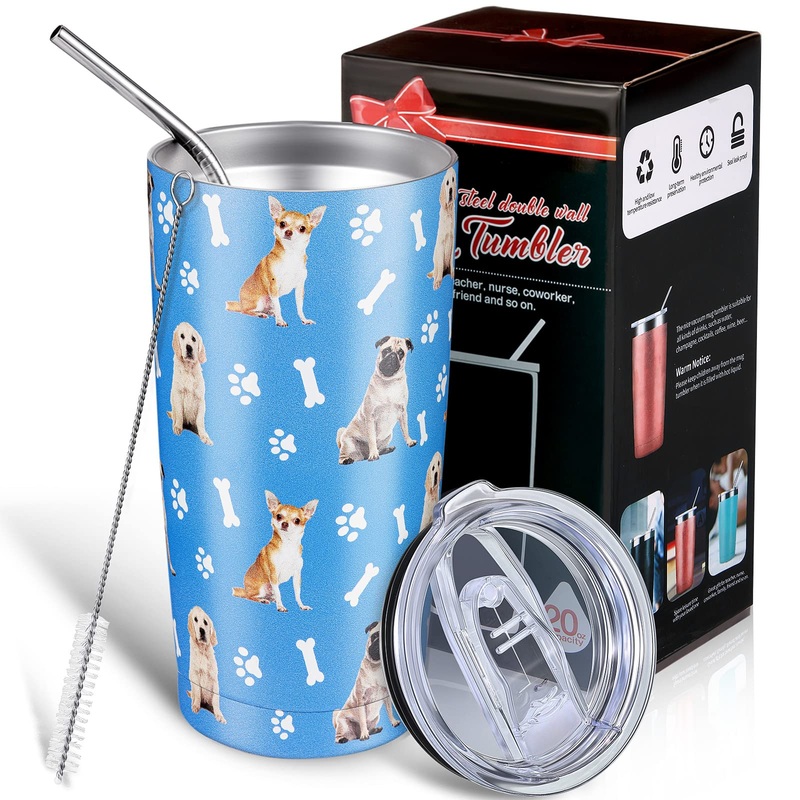 Mimorou Dog Gifts 20 oz Tumbler for Women, Animal Stainless Steel Coffee Mug for Birthday Christmas Thanksgiving Day, Funny Dog Travel Mug Gift Ideas for Dog Lover (Dog Pattern) (Dog Pattern)