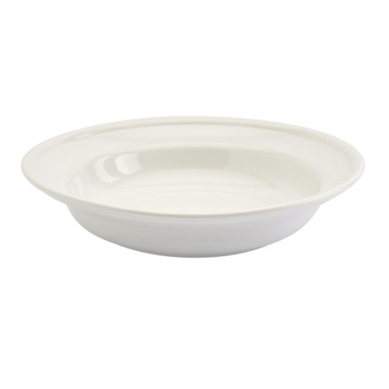 Rim White Ceramic Dinner Bowl, 10″