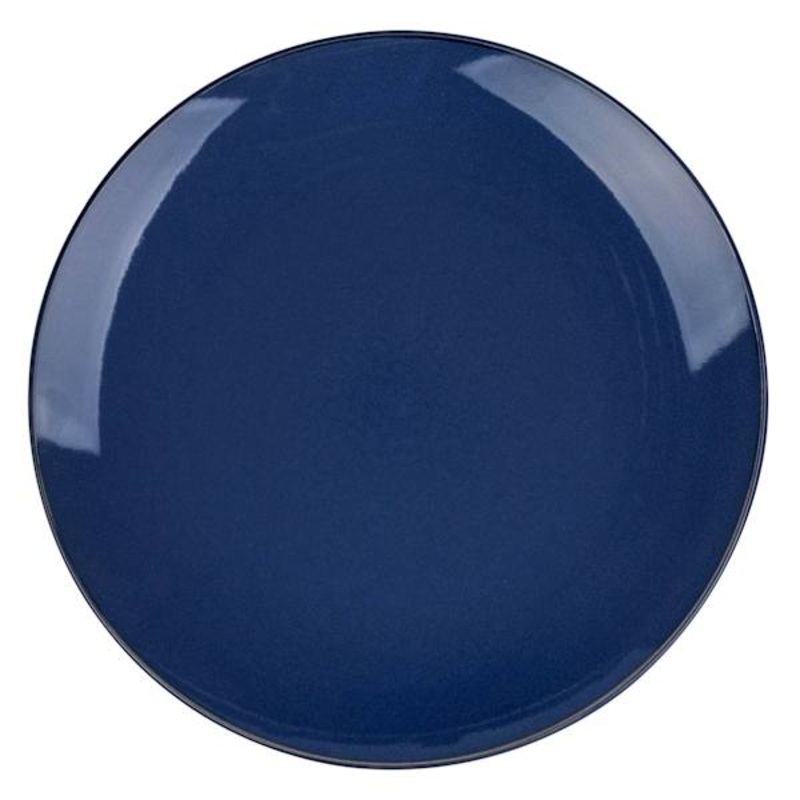 Set of 4 Dark Blue Reactive Glazed Stoneware Dinner Plates, 10.5″