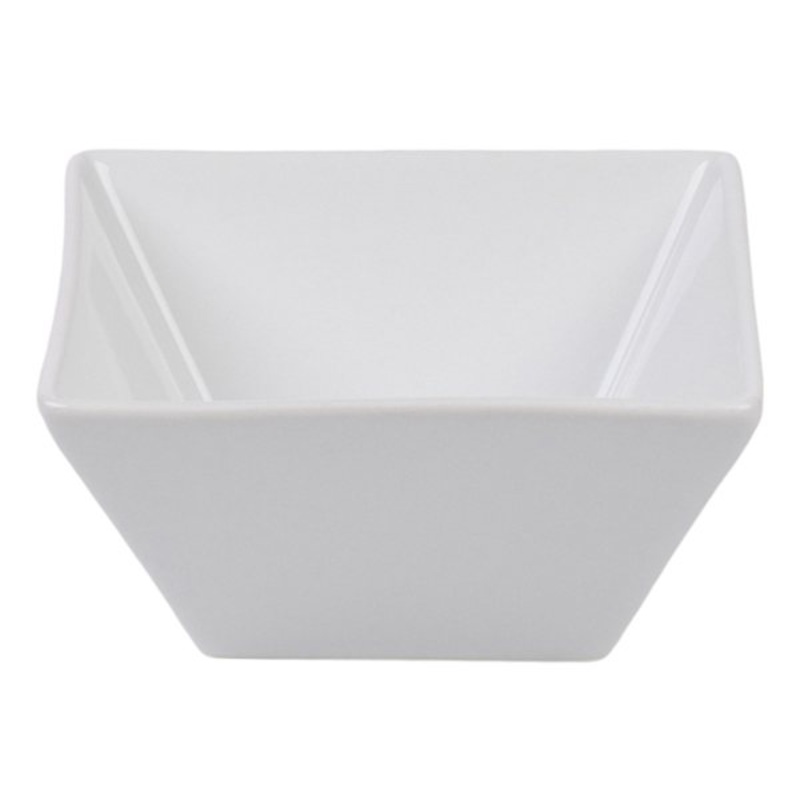 Set of 6 Super White Hard Square Porcelain Appetizer Bowl, 4.5″