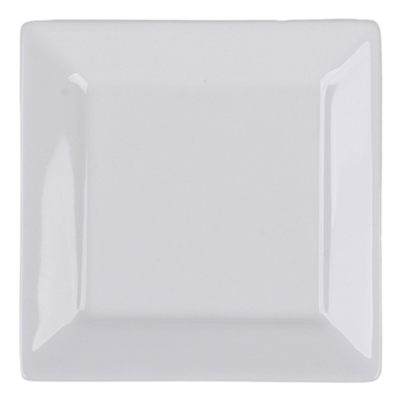 Set of 6 Super White Hard Square Porcelain Appetizer Plate, 5″