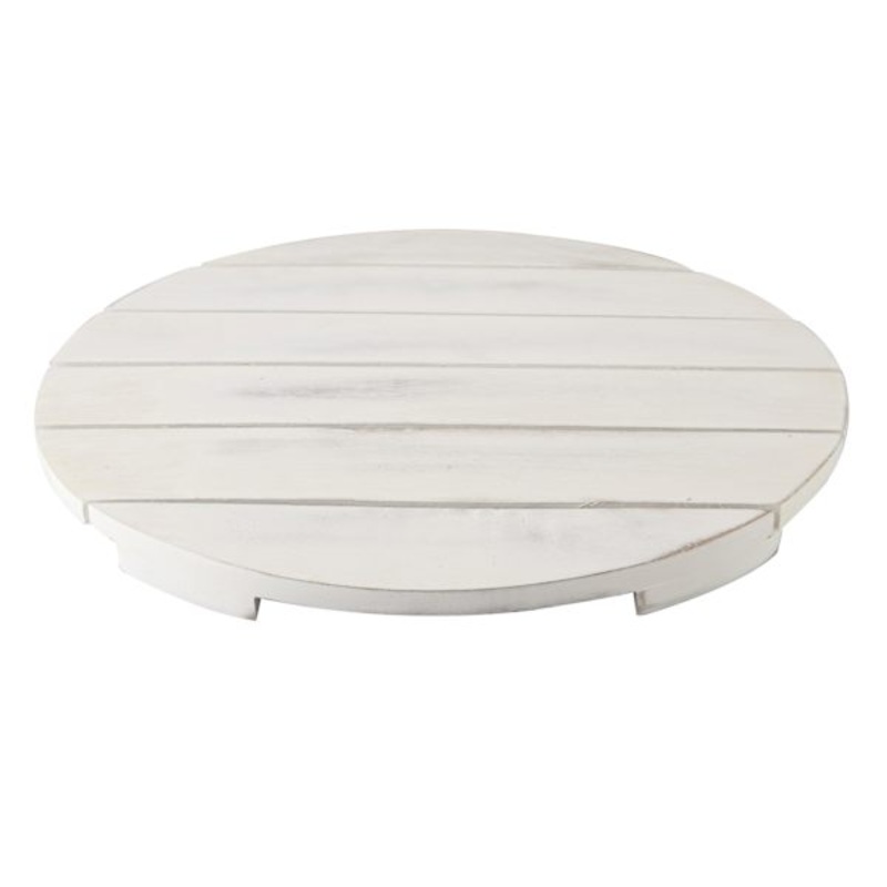 White Wooden Slat Charger Plate, 13″