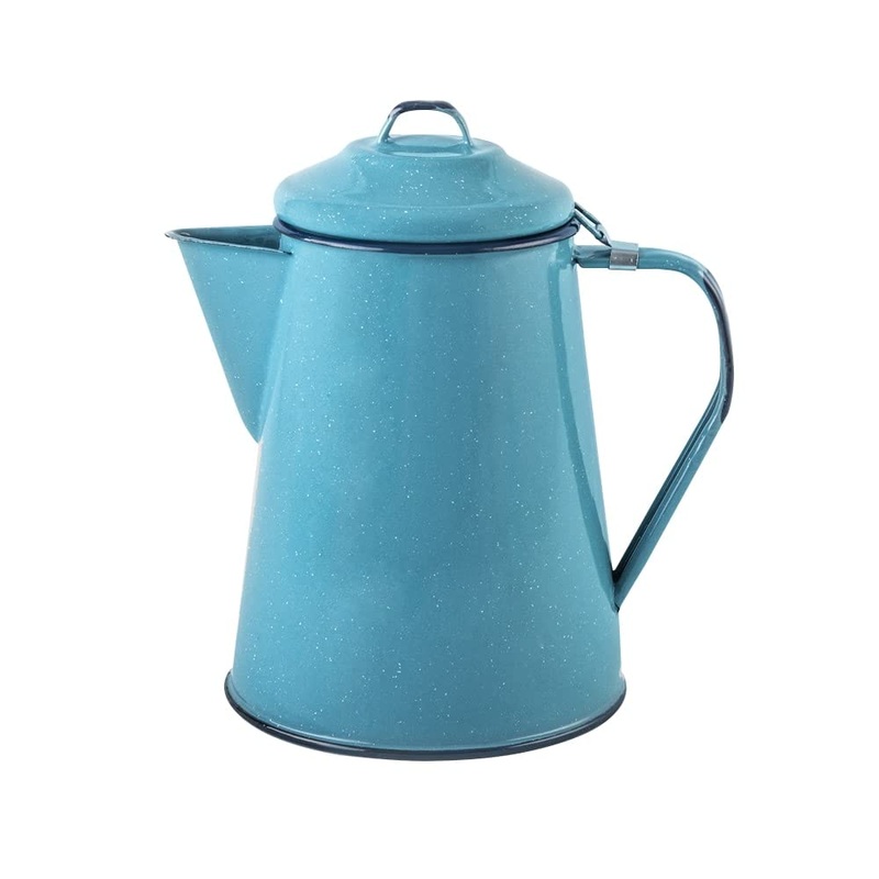 Cinsa Enamelware Coffee Pot (Turquoise Color) – 8 Cups – Camping Essentials – Hot Water for Coffee and Tea – Light and Resistant 8 cups Turquoise