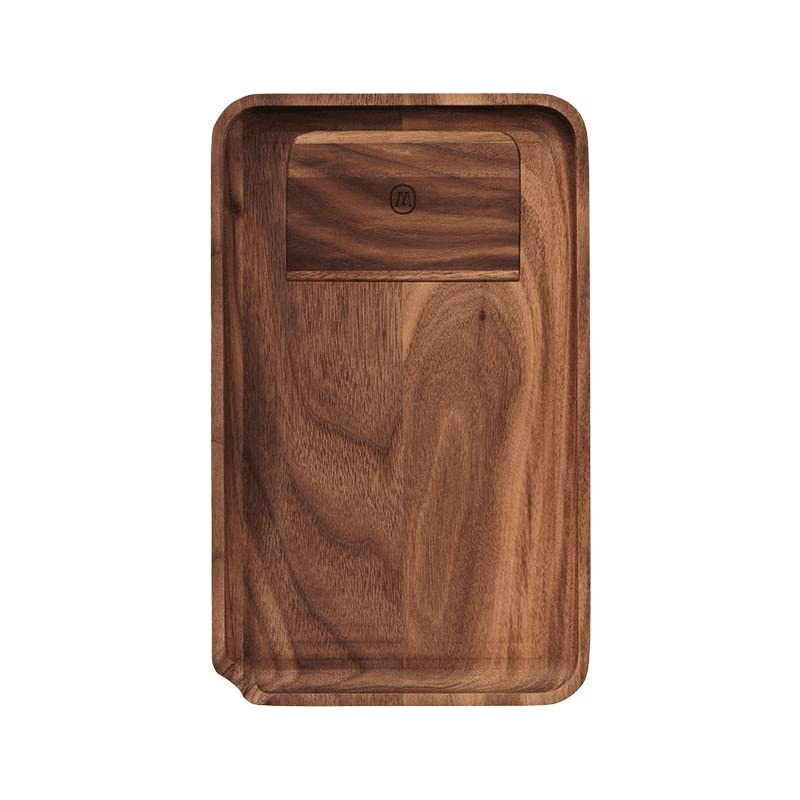 Marley Natural Walnut Rolling Tray Catch All with Wooden Scrapper Size Essential Smoking Accessory (Small)