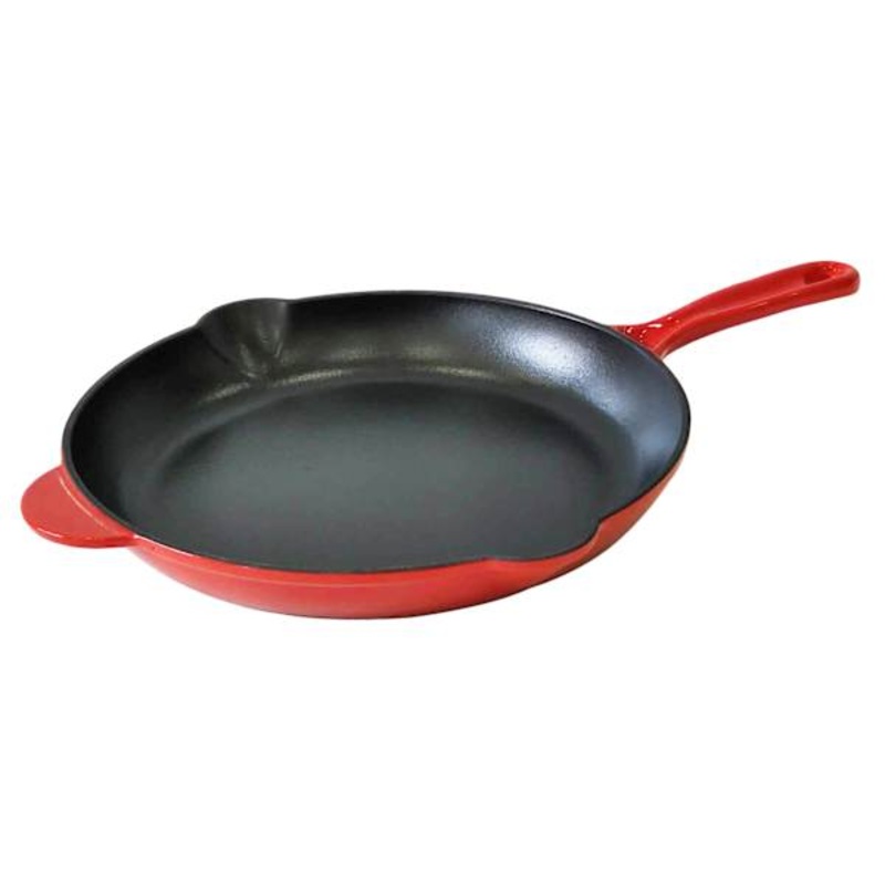 Red Enameled Cast Iron Fry Pan, 10″