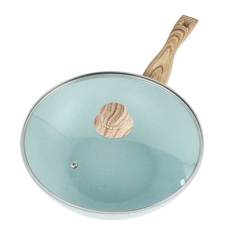 Speckled Mint Green Wok, 11″