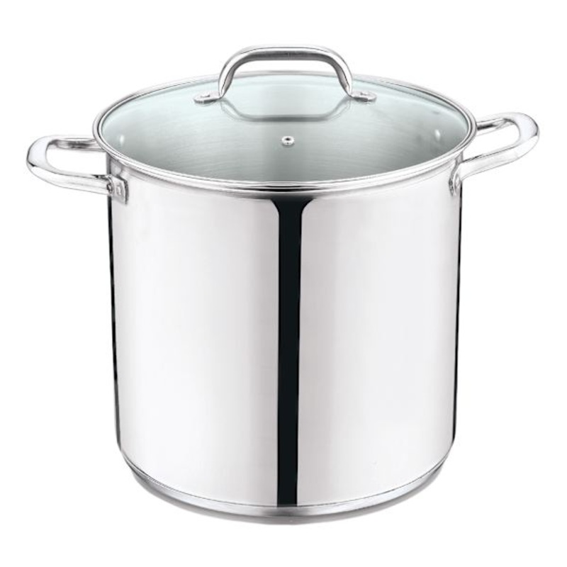 Stainless Steel Stockpot with Glass Lid, 12qt