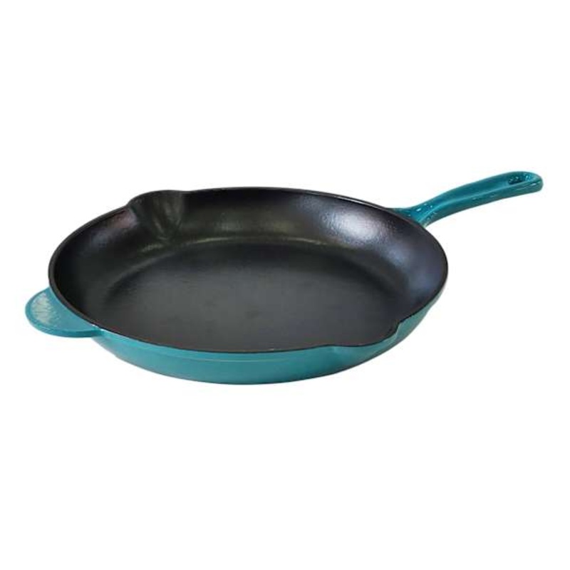 Teal Enameled Cast Iron Fry Pan, 12″
