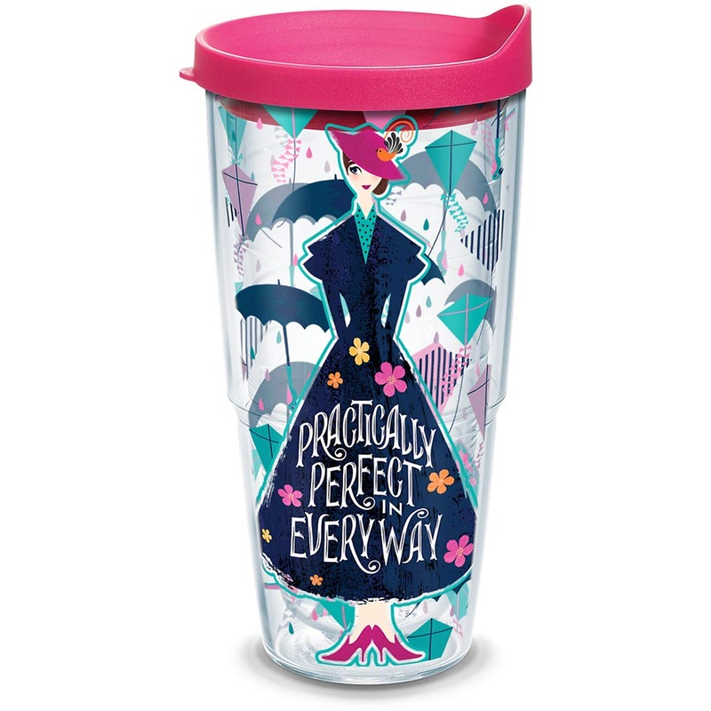 Tervis Disney – Mary Poppins Returns Insulated Tumbler with Wrap and Fuschia Lid, 24oz, Clear