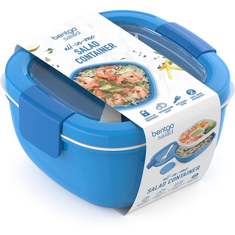 Bentgo Salad  Stackable Lunch Container with Large 54-oz Salad Bowl (Blue)